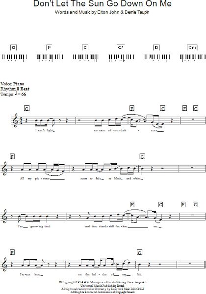open zoom image for Don't Let The Sun Go Down On Me - Piano Chords/Lyrics, New, Main