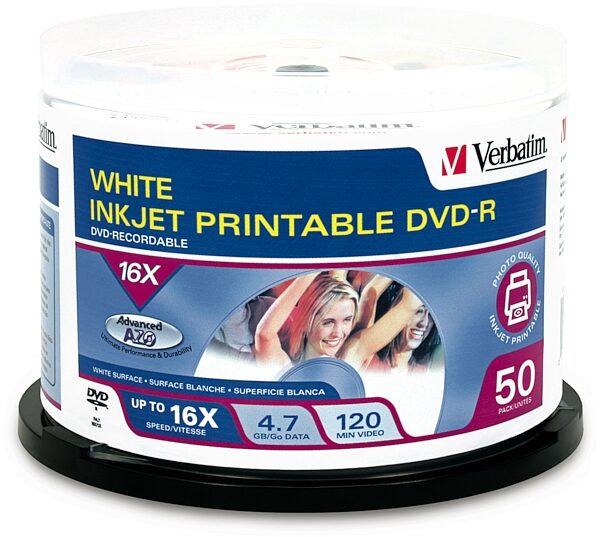 open zoom image for Verbatim 16X DVD-R Printable Media Discs, Main