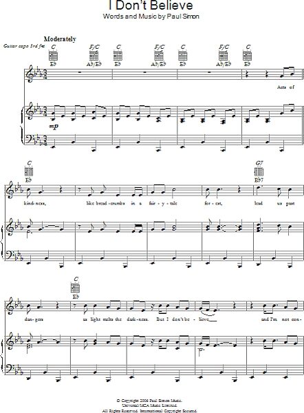 open zoom image for I Don't Believe - Piano/Vocal/Guitar, New, Main