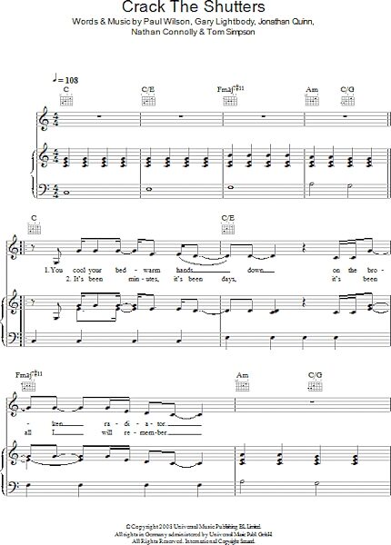 open zoom image for Crack The Shutters - Piano/Vocal/Guitar, New, Main