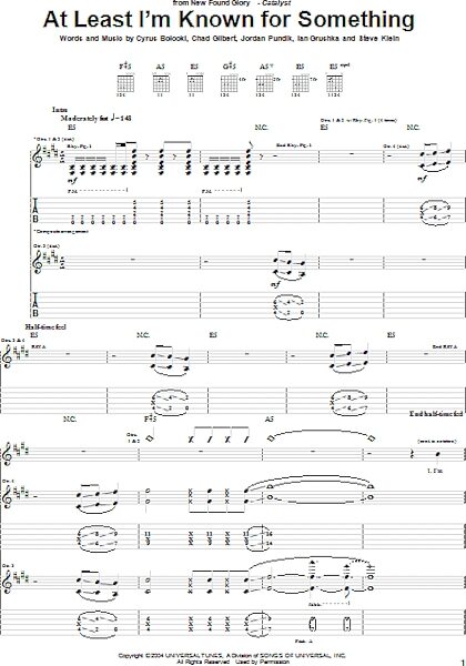 open zoom image for At Least I'm Known For Something - Guitar TAB, New, Main