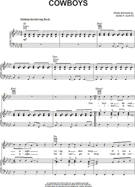 open zoom image for Cowboys - Piano/Vocal/Guitar, New, Main