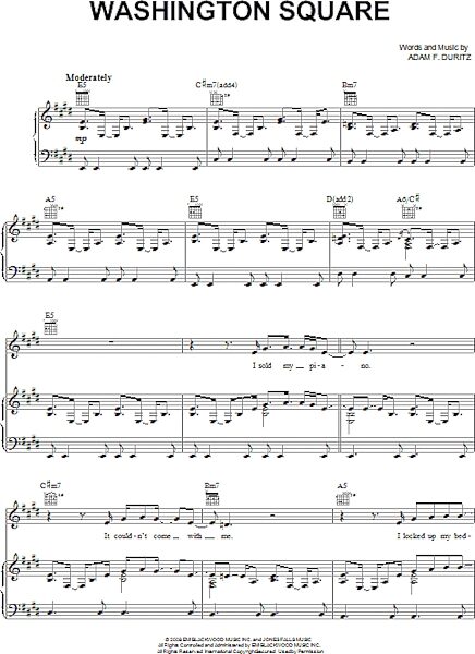 open zoom image for Washington Square - Piano/Vocal/Guitar, New, Main