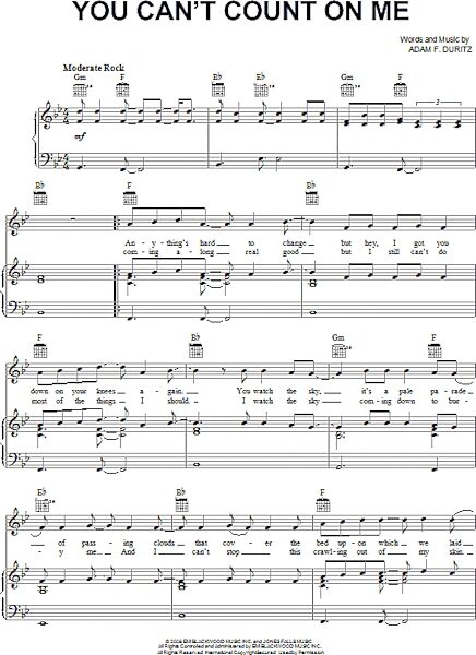 open zoom image for You Can't Count On Me - Piano/Vocal/Guitar, New, Main