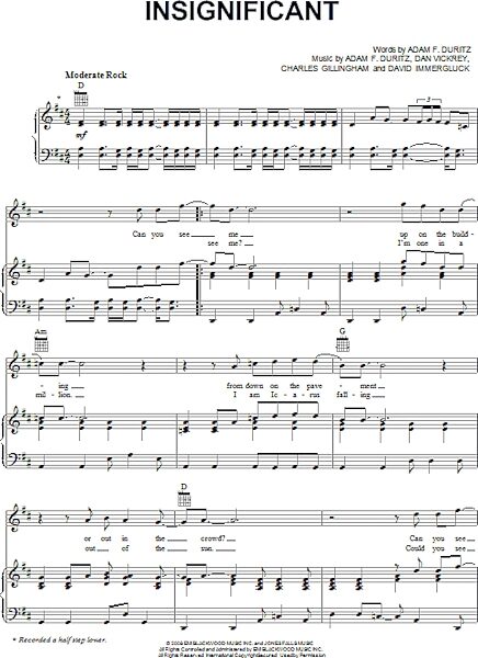 open zoom image for Insignificant - Piano/Vocal/Guitar, New, Main