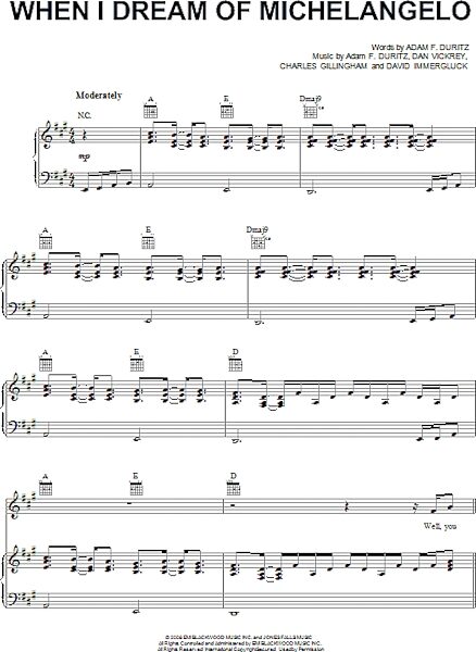 open zoom image for When I Dream Of Michelangelo - Piano/Vocal/Guitar, New, Main