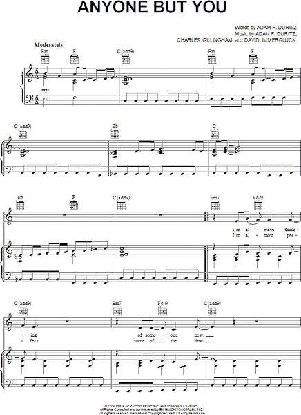 open zoom image for Anyone But You - Piano/Vocal/Guitar, New, Main