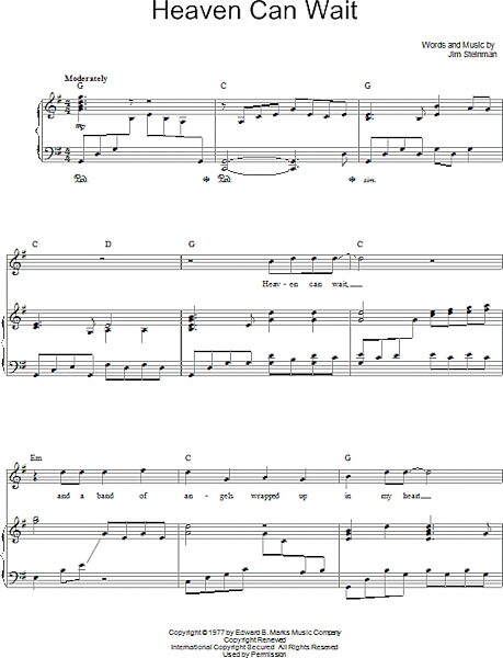 open zoom image for Heaven Can Wait - Piano/Vocal/Guitar, New, Main
