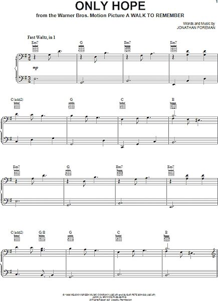 open zoom image for Only Hope - Piano/Vocal/Guitar, New, Main