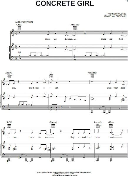 open zoom image for Concrete Girl - Piano/Vocal/Guitar, New, Main