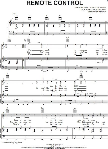 open zoom image for Remote Control - Piano/Vocal/Guitar, New, Main