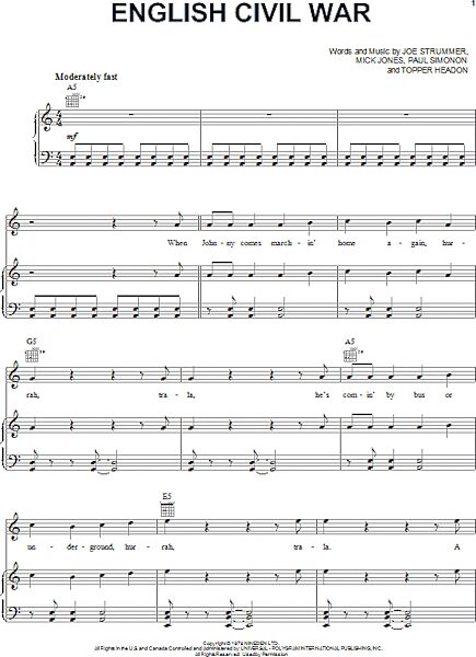 open zoom image for English Civil War - Piano/Vocal/Guitar, New, Main