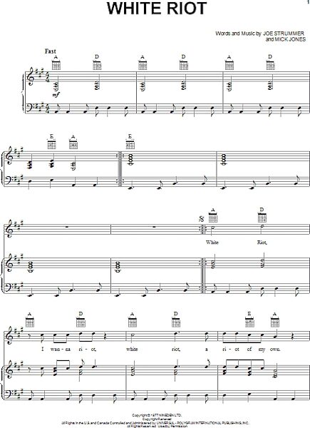 open zoom image for White Riot - Piano/Vocal/Guitar, New, Main