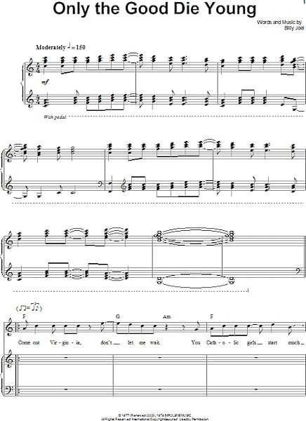 open zoom image for Only The Good Die Young - Piano Vocal, New, Main