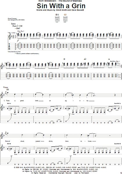 open zoom image for Sin With A Grin - Guitar TAB, New, Main