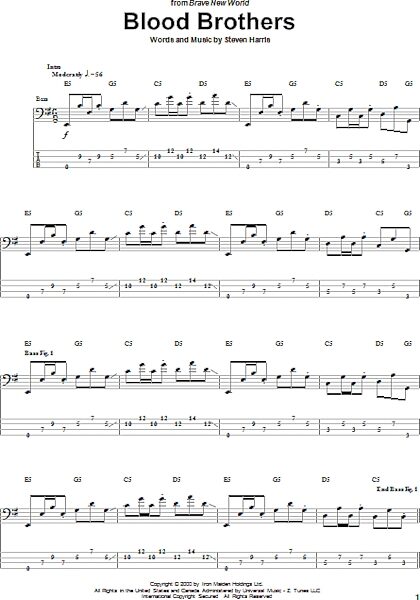 open zoom image for Blood Brothers - Bass Tab, New, Main