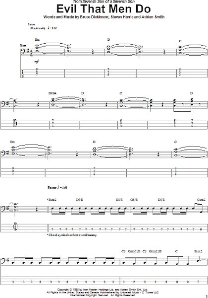 open zoom image for Evil That Men Do - Bass Tab, New, Main