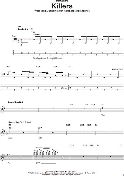 open zoom image for Killers - Bass Tab, New, Main