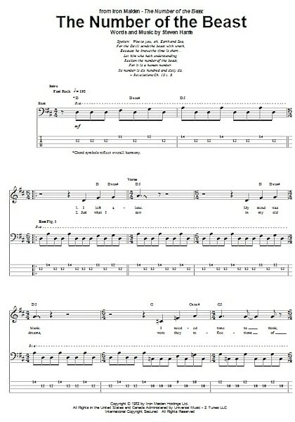 open zoom image for The Number Of The Beast - Bass Tab, New, Main