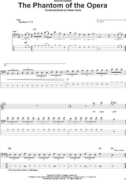 open zoom image for The Phantom Of The Opera - Bass Tab, New, Main