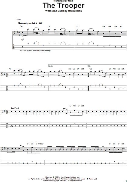 open zoom image for The Trooper - Bass Tab, New, Main