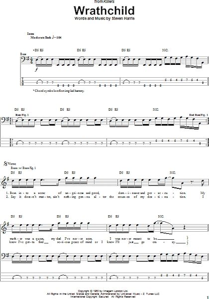 open zoom image for Wrathchild - Bass Tab, New, Main