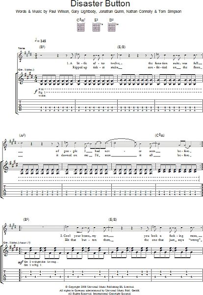 open zoom image for Disaster Button - Guitar TAB, New, Main