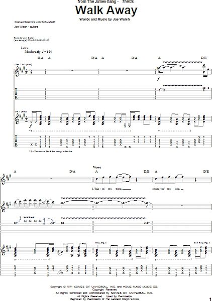 open zoom image for Walk Away - Guitar TAB, New, Main