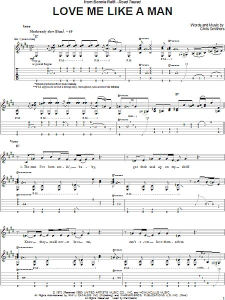 open zoom image for Love Me Like A Man - Guitar TAB, New, Main