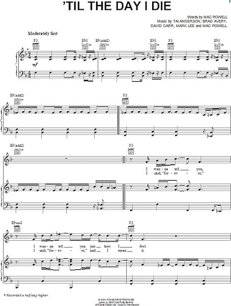 open zoom image for 'Til The Day I Die - Piano/Vocal/Guitar, New, Main
