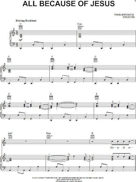 open zoom image for All Because Of Jesus - Piano/Vocal/Guitar, New, Main