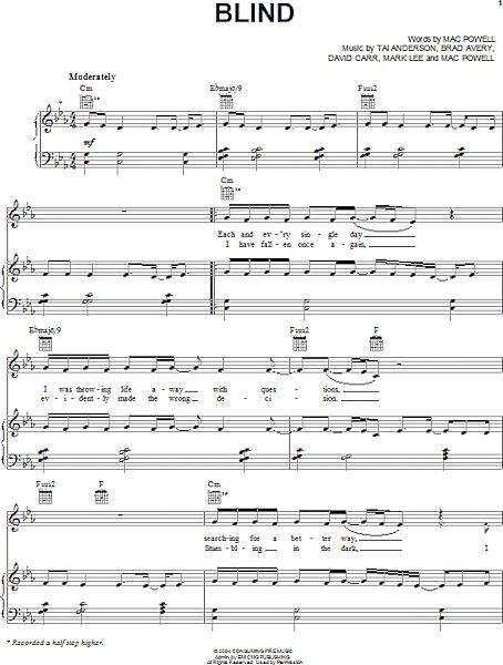 open zoom image for Blind - Piano/Vocal/Guitar, New, Main