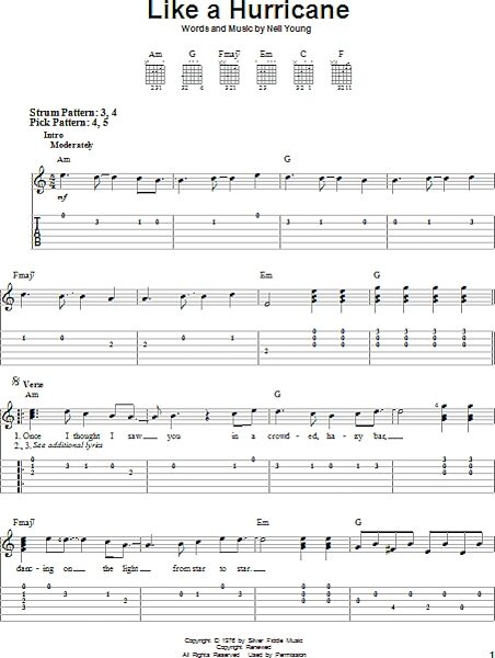 open zoom image for Like A Hurricane - Easy Guitar with TAB, New, Main