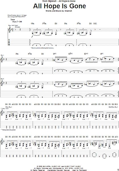 open zoom image for All Hope Is Gone - Guitar TAB, New, Main
