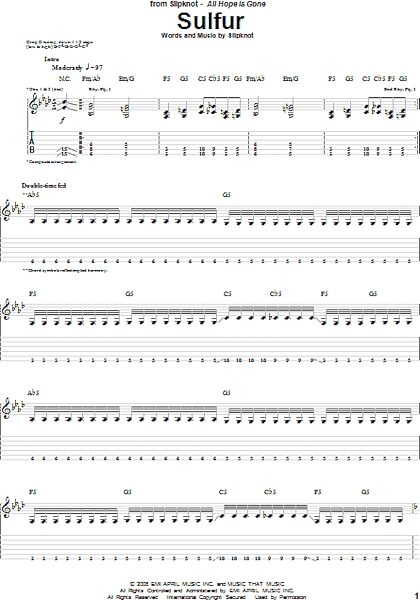 open zoom image for Sulfur - Guitar TAB, New, Main