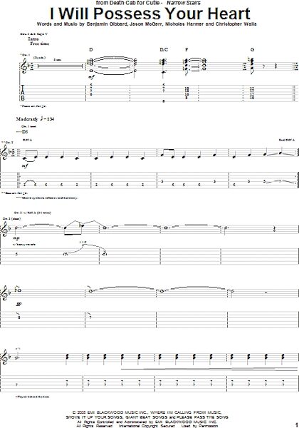open zoom image for I Will Possess Your Heart - Guitar TAB, New, Main
