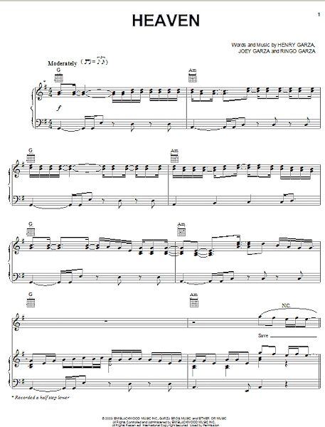 open zoom image for Heaven - Piano/Vocal/Guitar, New, Main