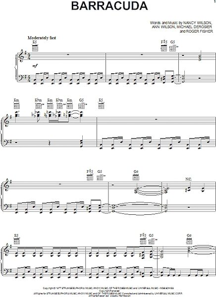open zoom image for Barracuda - Piano/Vocal/Guitar, New, Main