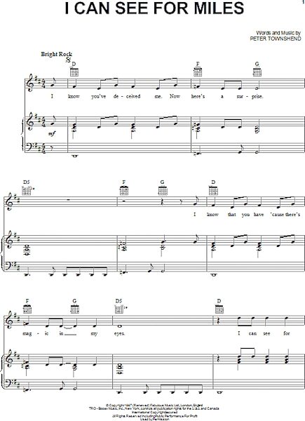 open zoom image for I Can See For Miles - Piano/Vocal/Guitar, New, Main