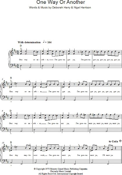 open zoom image for One Way Or Another - Easy Piano, New, Main