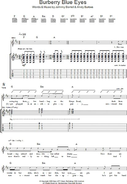 open zoom image for Burberry Blue Eyes - Guitar TAB, New, Main