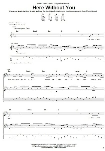 open zoom image for Here Without You - Guitar TAB, New, Main