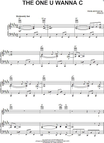 open zoom image for The One U Wanna C - Piano/Vocal/Guitar, New, Main