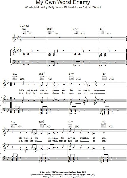 open zoom image for My Own Worst Enemy - Piano/Vocal/Guitar, New, Main