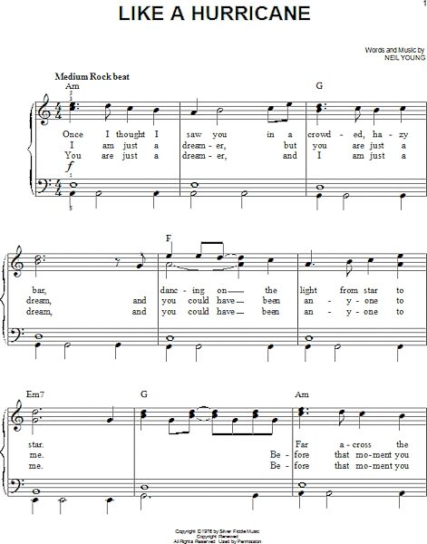 open zoom image for Like A Hurricane - Easy Piano, New, Main