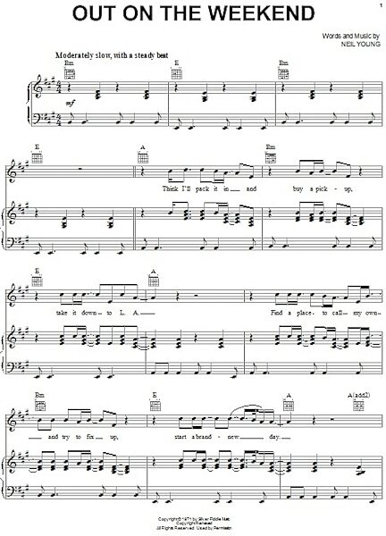 open zoom image for Out On The Weekend - Piano/Vocal/Guitar, New, Main