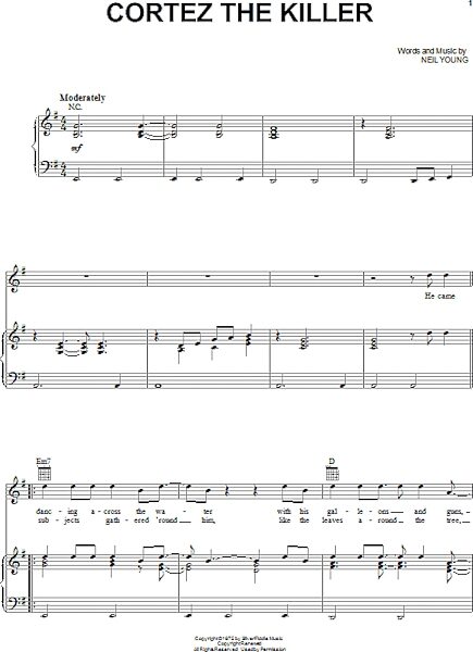 open zoom image for Cortez The Killer - Piano/Vocal/Guitar, New, Main