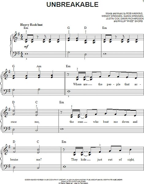 open zoom image for Unbreakable - Easy Piano, New, Main