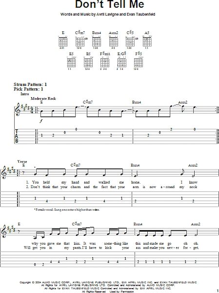 open zoom image for Don't Tell Me - Easy Guitar with TAB, New, Main