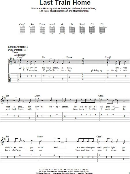 open zoom image for Last Train Home - Easy Guitar with TAB, New, Main